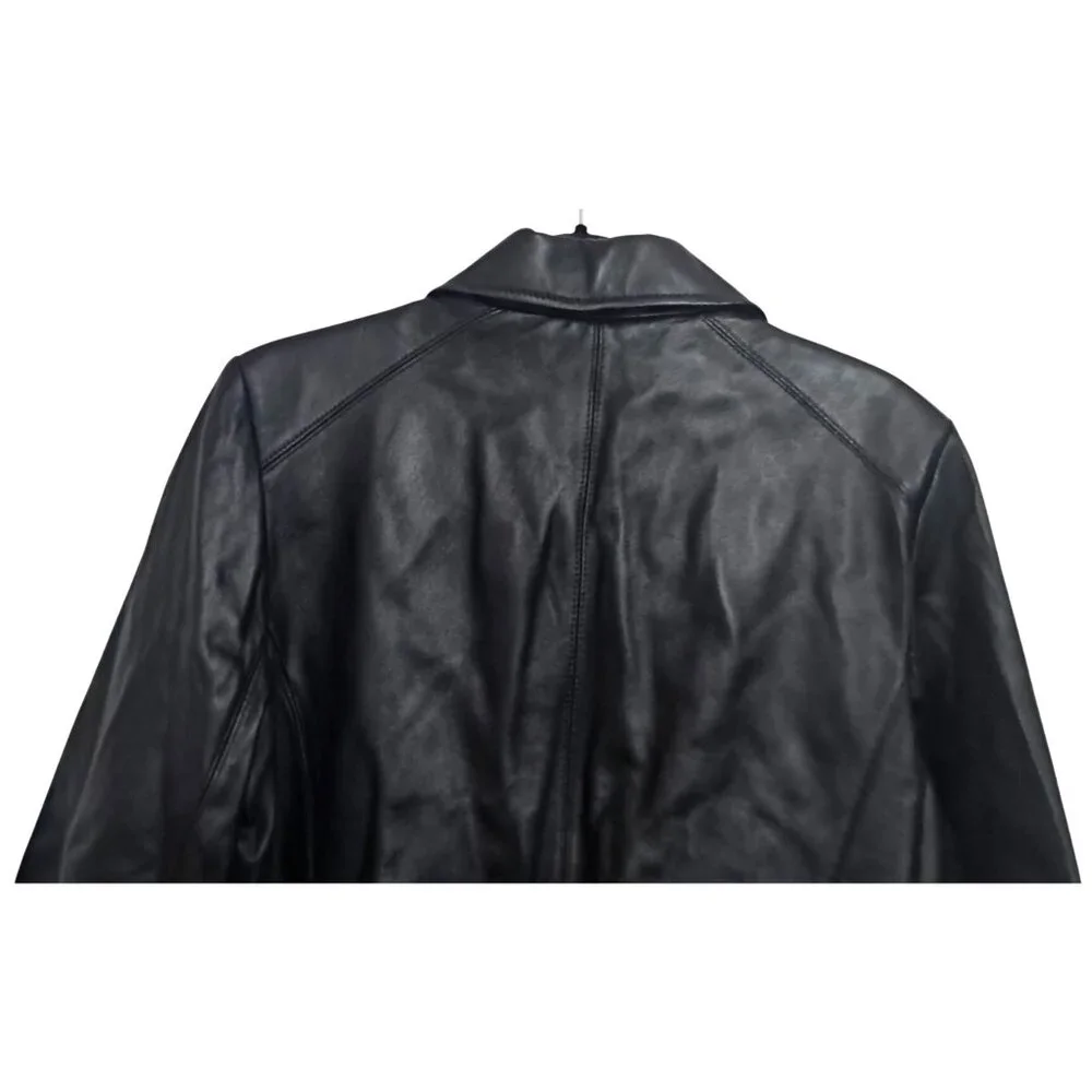 M. Julian Womens Genuine Leather Black Jacket With Zip Closure Lined With Polyes